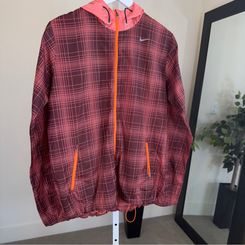Nike Red and Orange Plaid Jacket